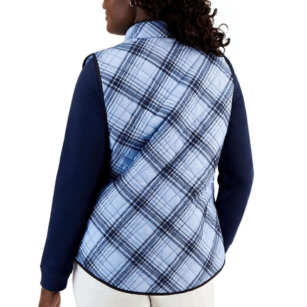 💙 NWT KAREN SCOTT Plaid Puffer Quilted Lightweight Vest SIZE L MSRP $47 - Picture 3 of 13